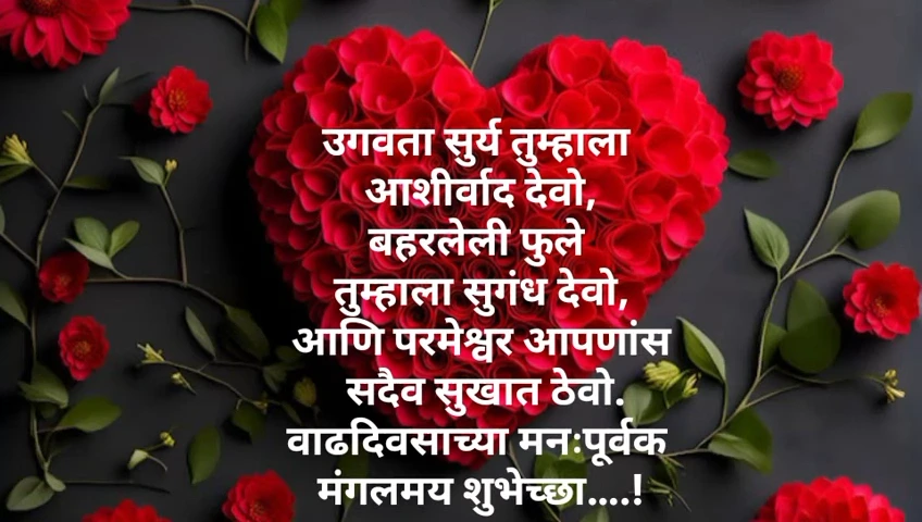 Red roses in a heart shape on dark background